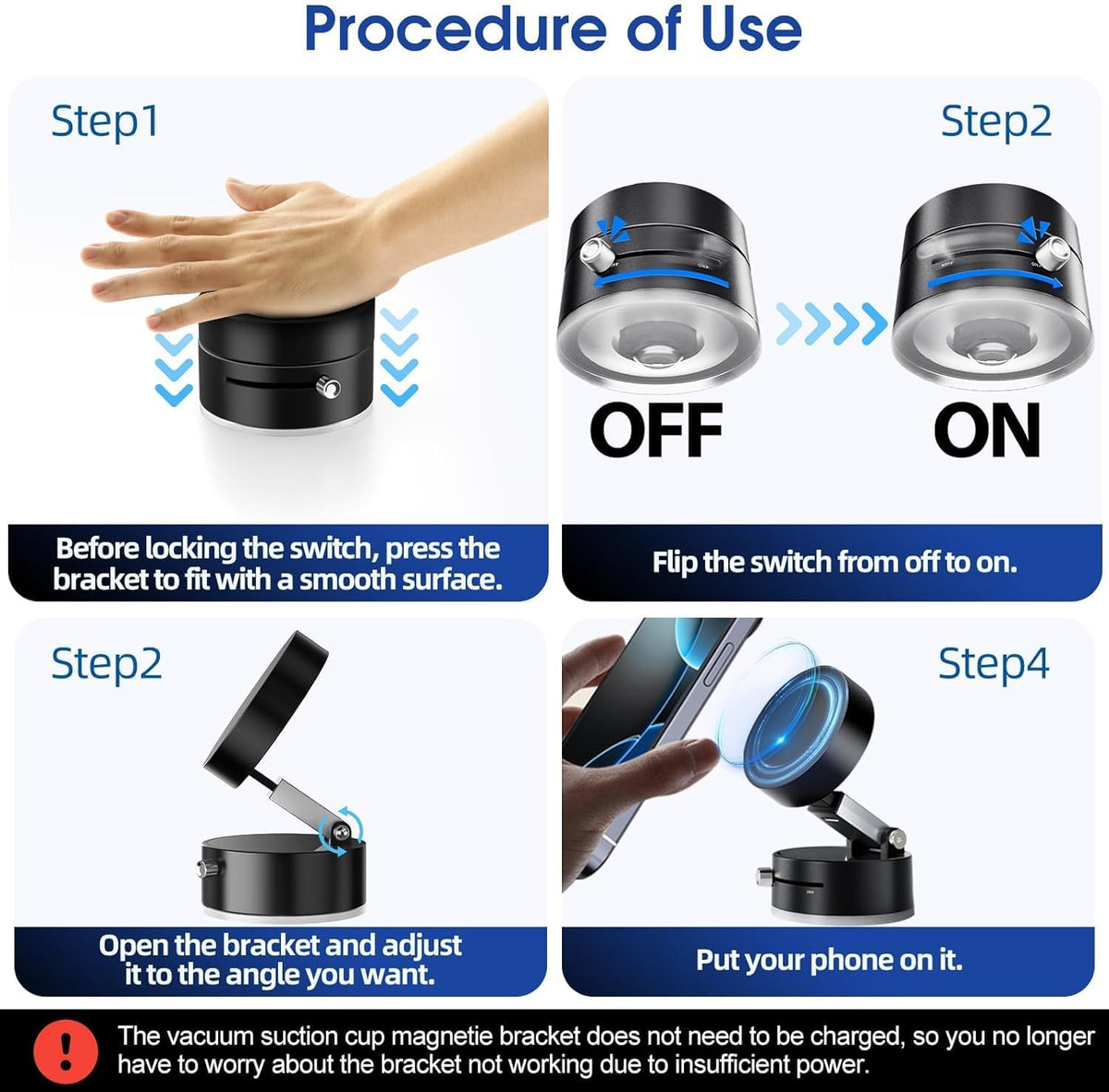 Vacuum Magnetic Car Phone Holder – Strong Suction Cup