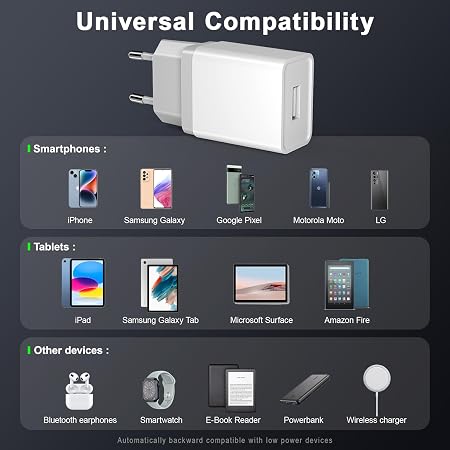USB Φορτιστής Τοίχου 10W 2A EU Plug – Universal Charger για iPhone, Android, AirPods & Powerbanks (bulk)