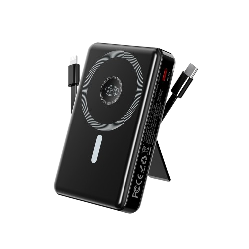Power Bank 10000mAh με Ενσωματωμένα Καλώδια USB-C και Lightning — Γρήγορη Φόρτιση 22.5W