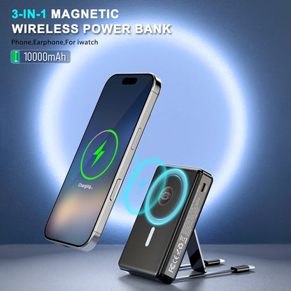 Power Bank 10000mAh με Ενσωματωμένα Καλώδια USB-C και Lightning — Γρήγορη Φόρτιση 22.5W